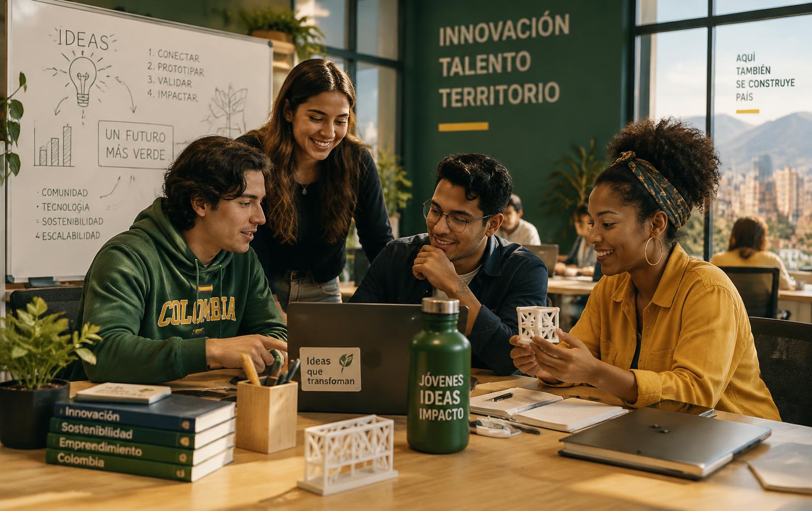Emprendedores trabajando en el laboratorio de innovación